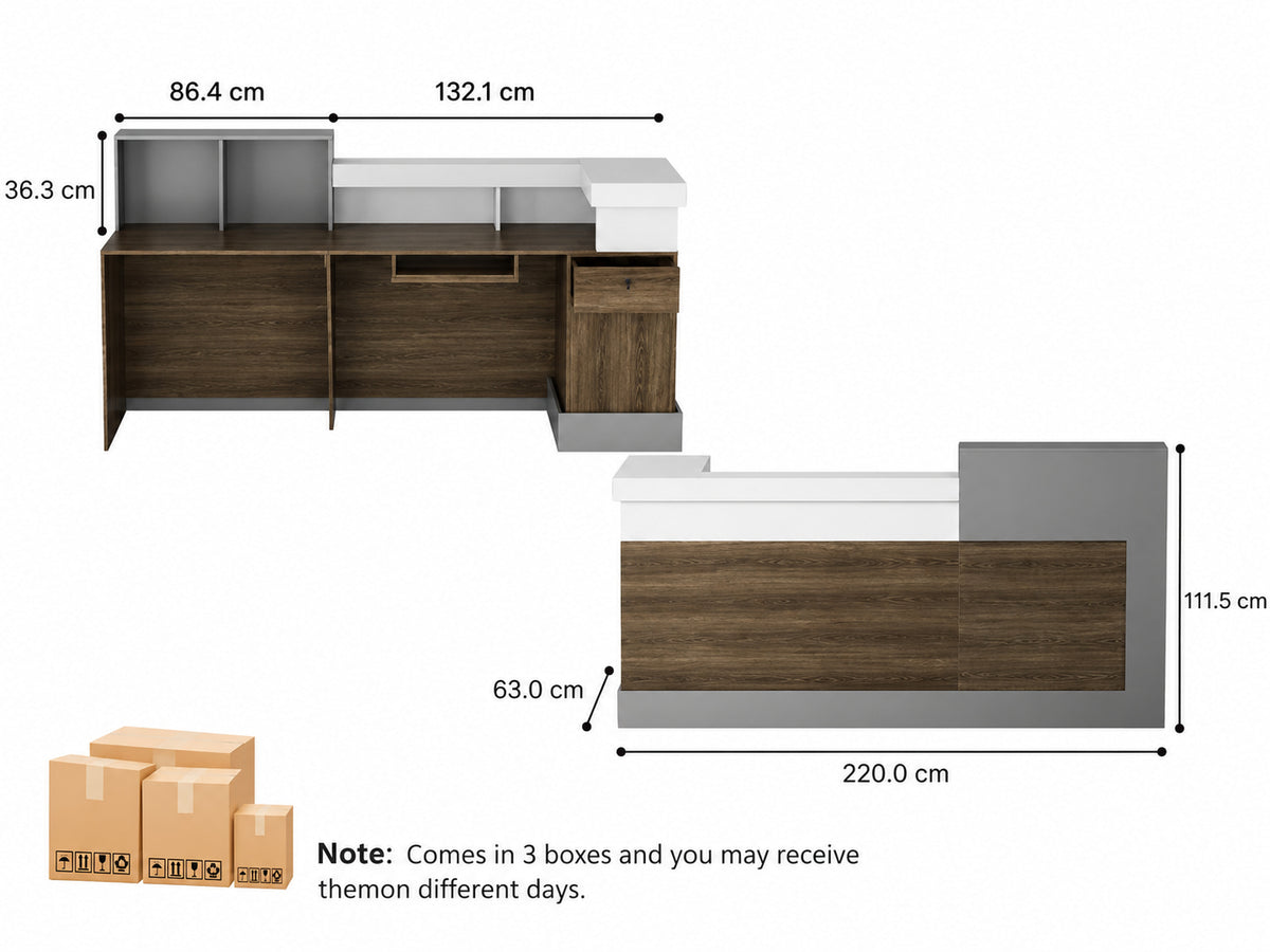 Professional Receptionist Desk | Reception Counter for Sale - Dimensions