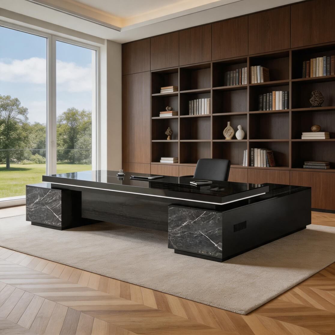 Black Marble Executive Desk - Modern CEO Office Desk ANZHAP-LBZ-1074-mainpictures 1