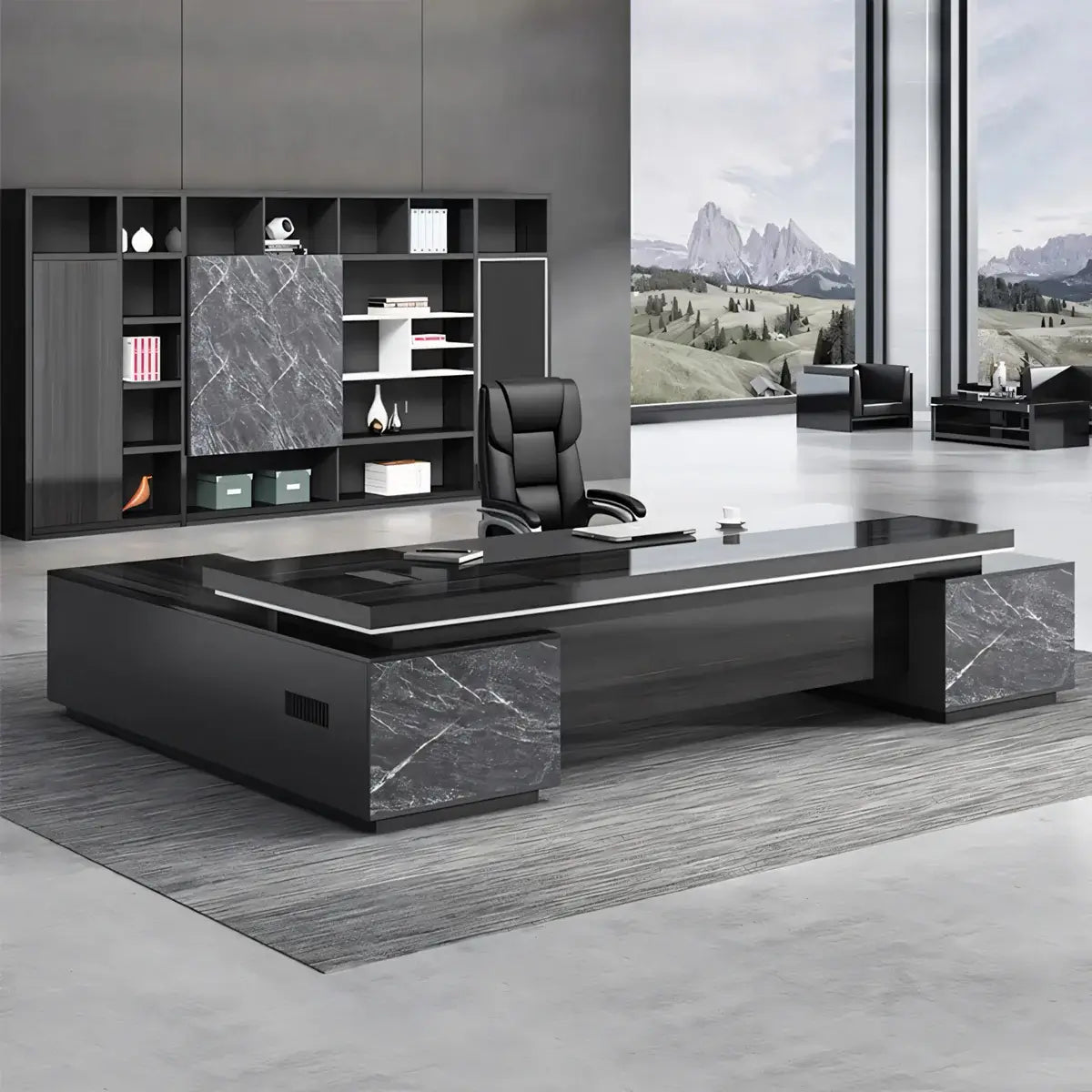 Black Marble Executive Desk - Modern CEO Office Desk ANZHAP-LBZ-1074-mainpictures 6