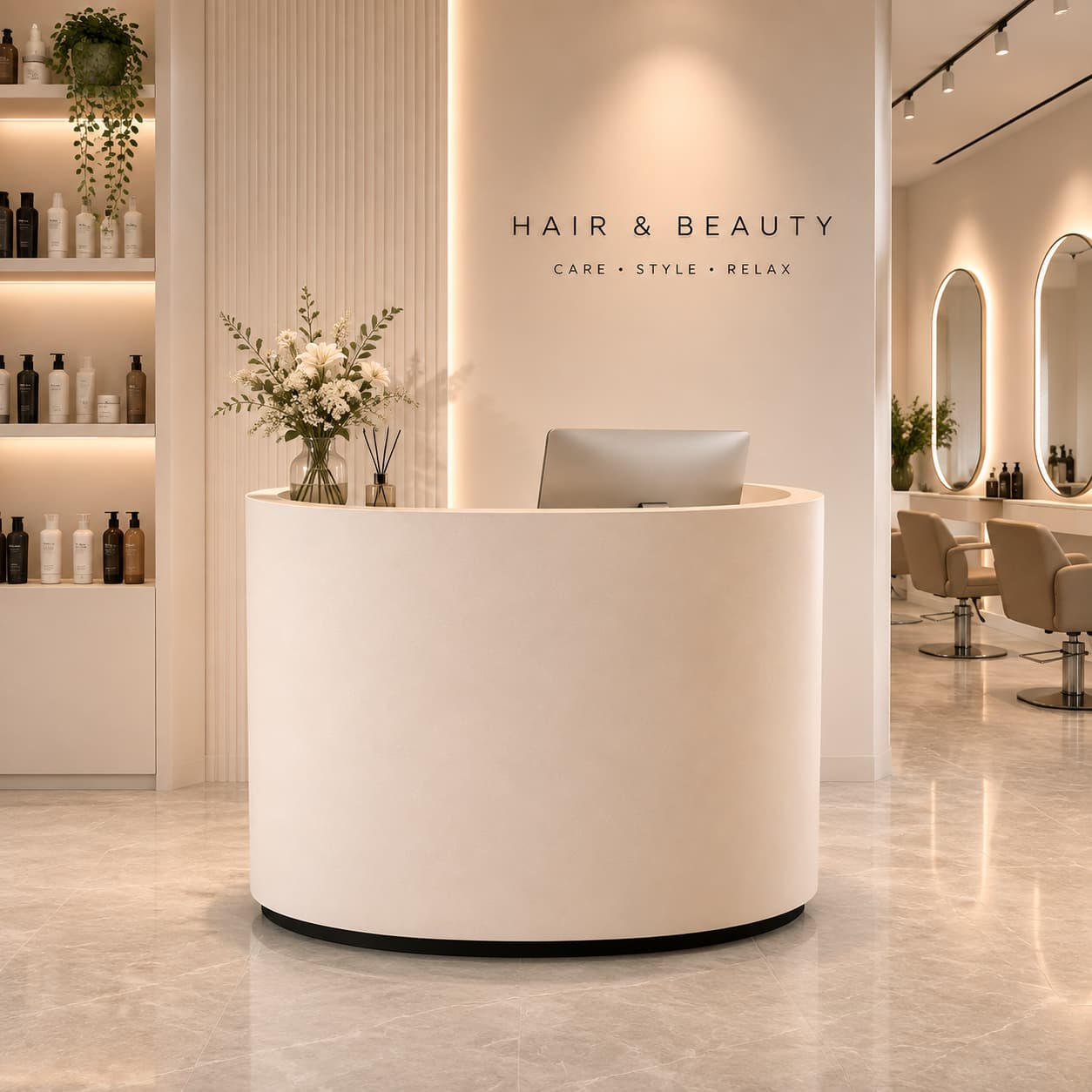 Compact Round Front Desk Space-Saving Salon Welcome Counter ANZHAP-JDT-7306-mainpictures 1