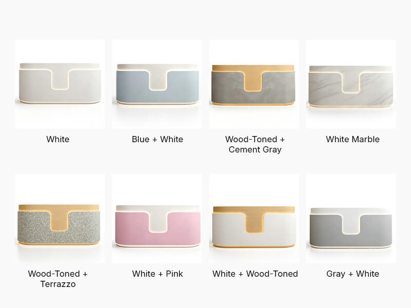 Contemporary Curved Reception Desk with LED Lighting - Color Options
