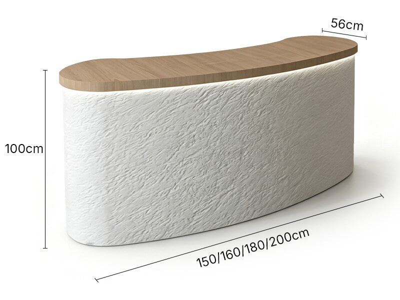 Curved Reception Desk with Double-Curve Design - Dimensions