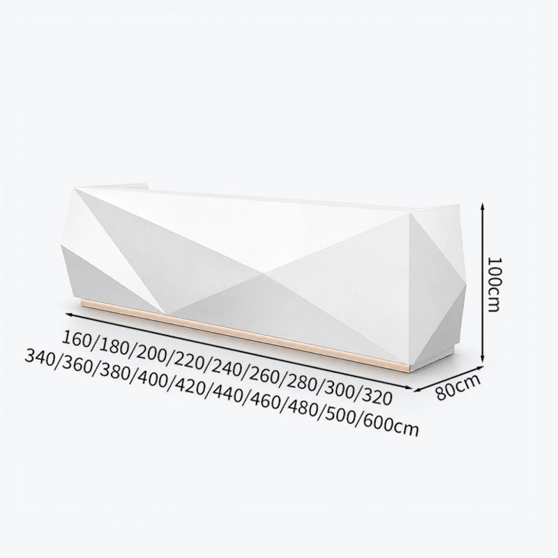 Curved Reception Counter for Modern Professional Workspaces - Dimensions