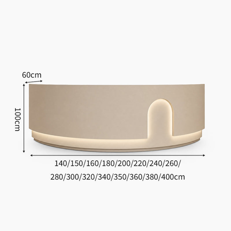 Curved Reception Desk for Modern Offices and Salons & Clinic - Dimensions 1