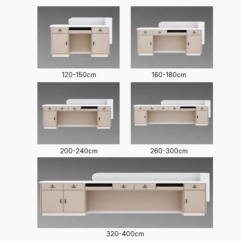 Curved Reception Desk for Modern Offices and Salons & Clinic - Dimensions 2