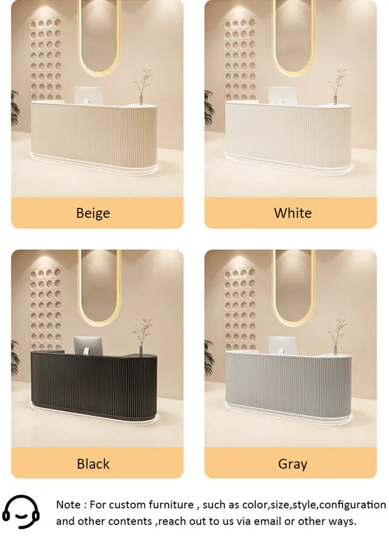 Modern Curved Reception Desk for Beauty Salon & Yoga Studio Lobbies - Color Options