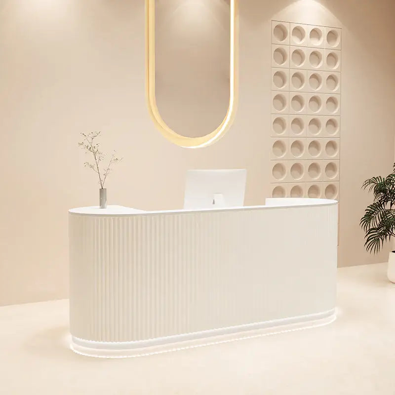 Curved White Reception Counter with LED Modern Minimalist Design ANZHAP-JDT-107-mainpictures 2