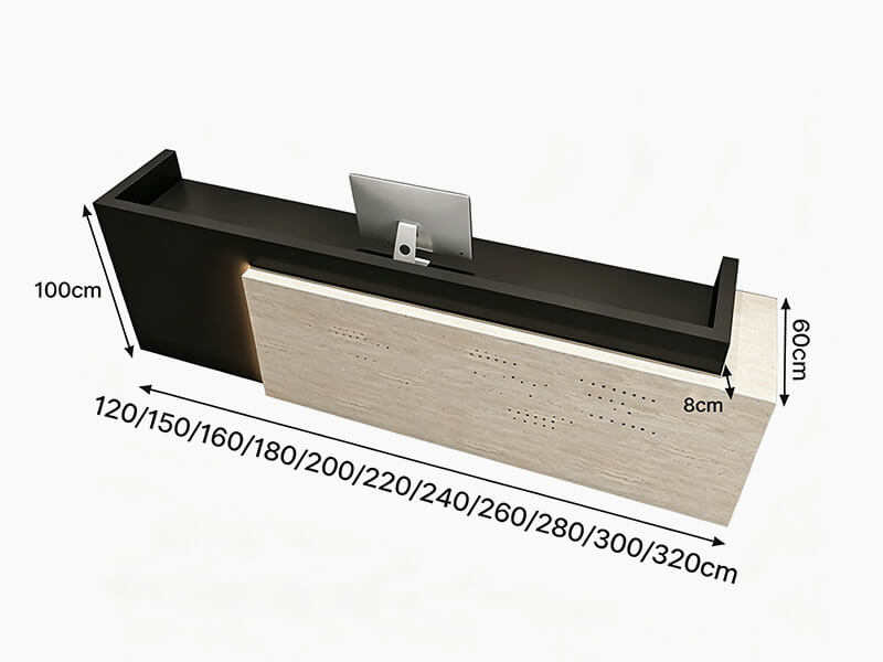 Custom Front Desk for Office Reception Areas - Dimensions