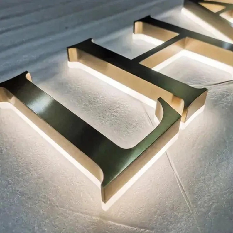 Custom Stainless Steel Backlit Logo Letters for Reception Desk-6