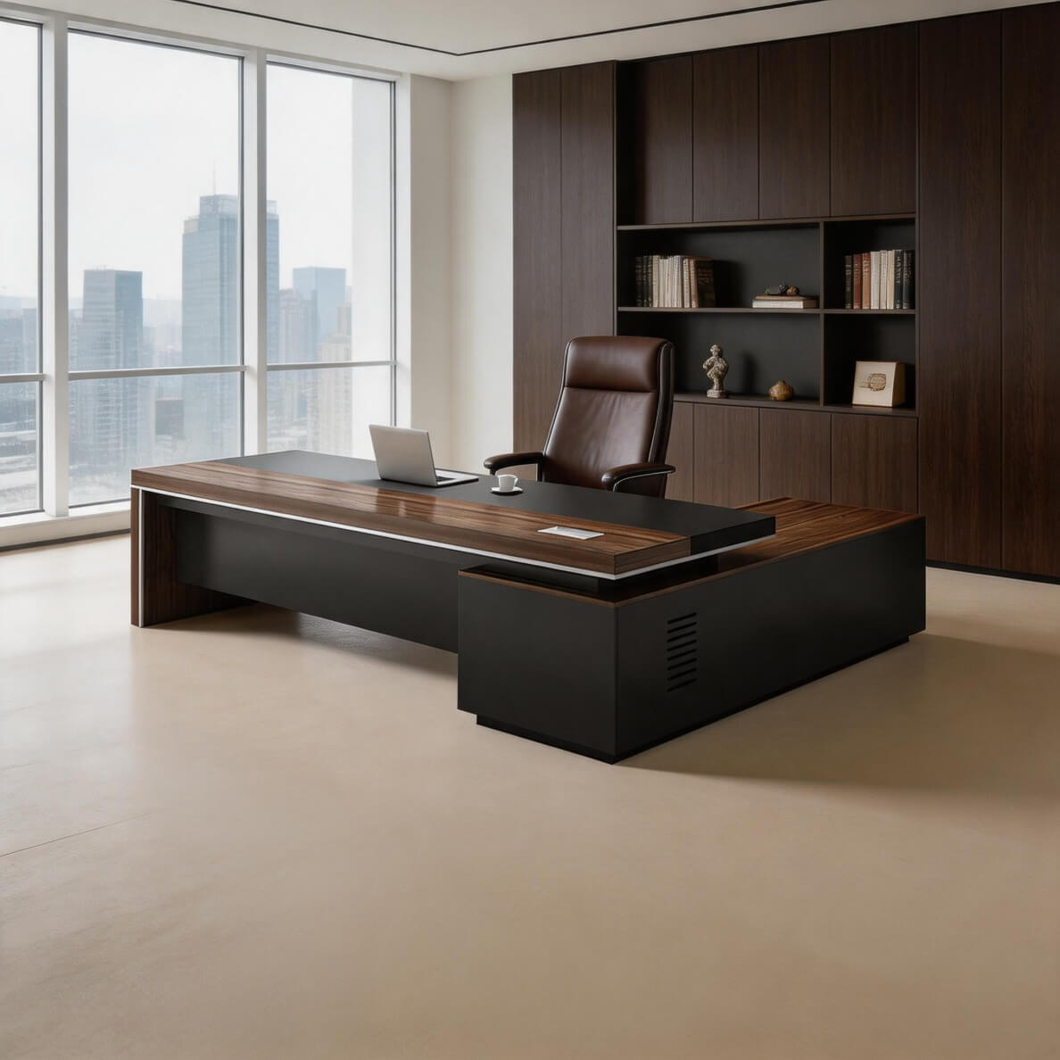 L-Shaped Executive Director Desk with Modesty PanelANZHAP-LBZ-754-mainpictures 5