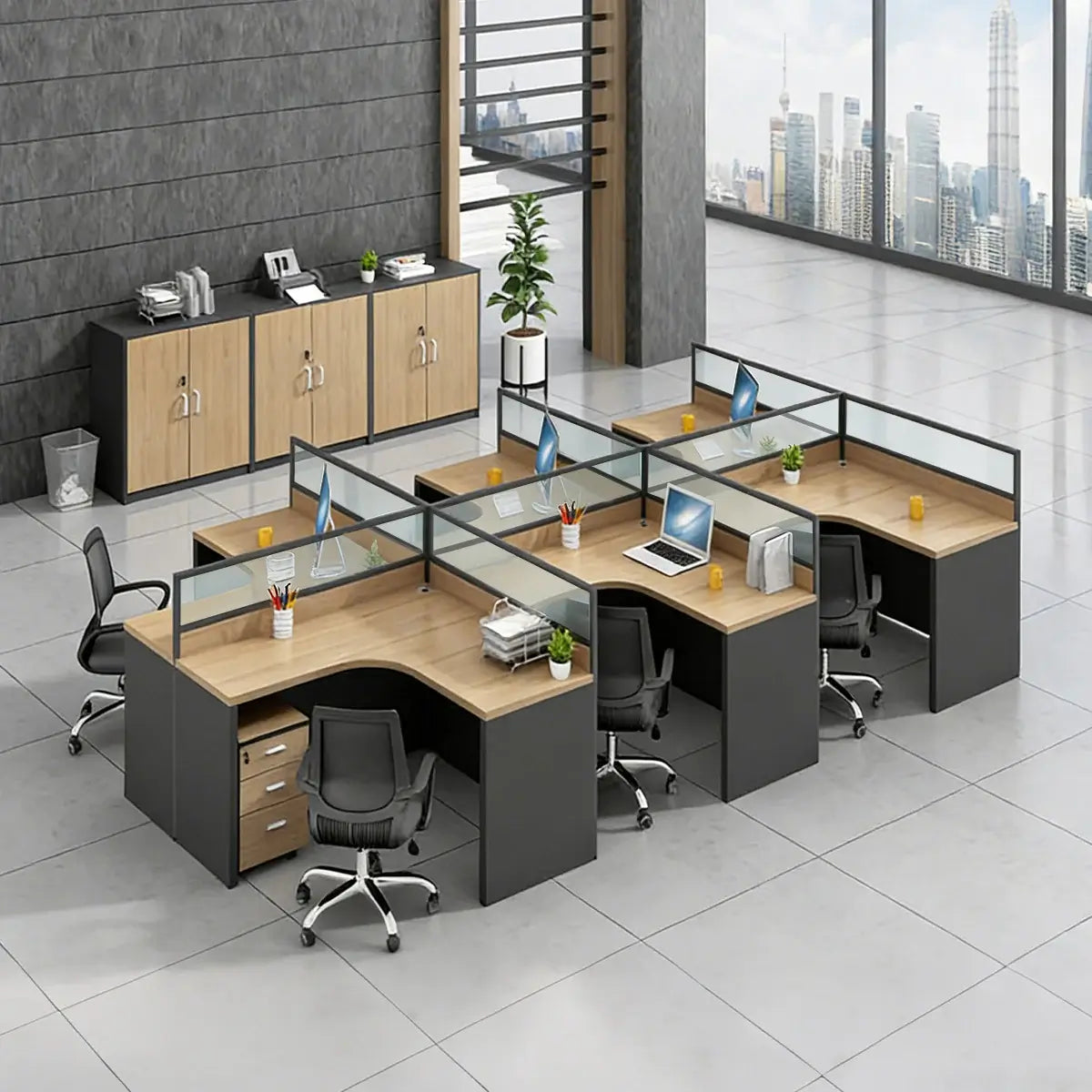 L-Shaped Shared Office Desk - Professional Workstation ANZHAP-YGZ-744-mainpictures 28