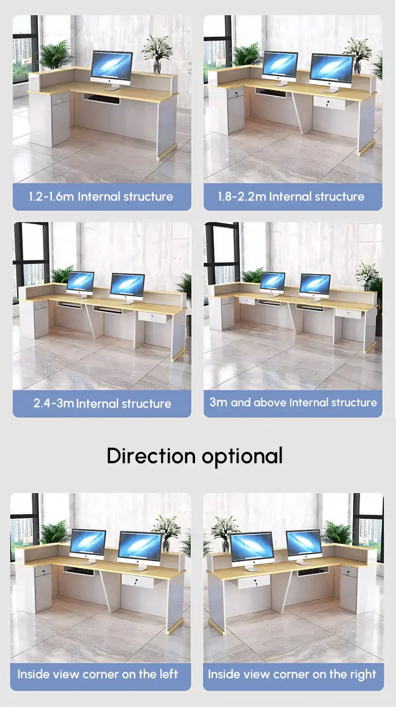 Modern Receptionist Desk with Transaction Counter & Storage - Style Options