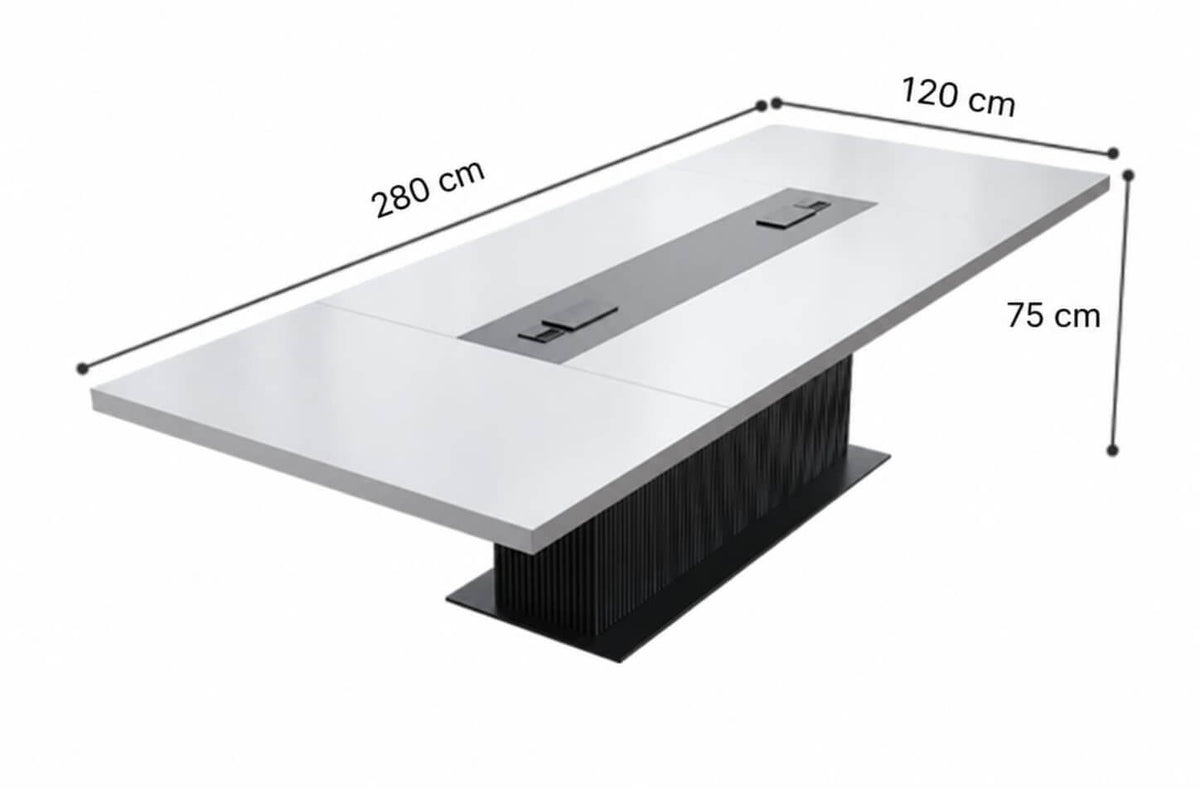 Large Conference Table with Power & Cable Management - Dimensions