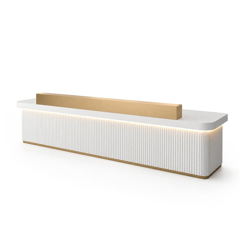 Large Fully Assembled Reception Counter Modern White LED Front Desk ANZHAP- JDT-7162-main pictures