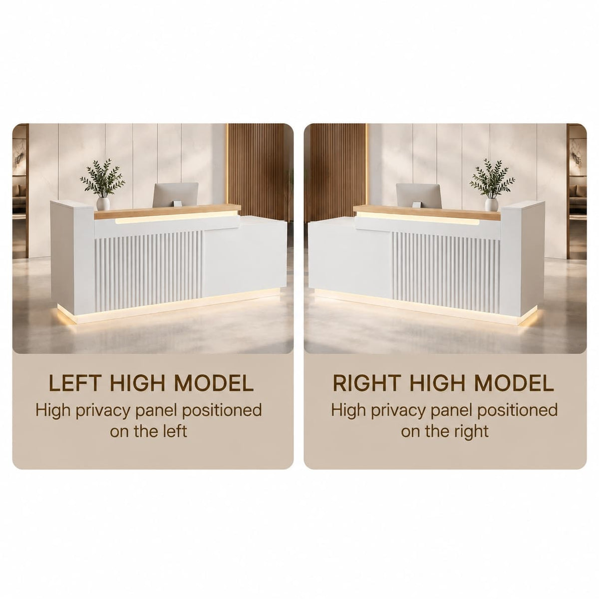 Modern Front Desk for Office with LED Lighting - Style Options