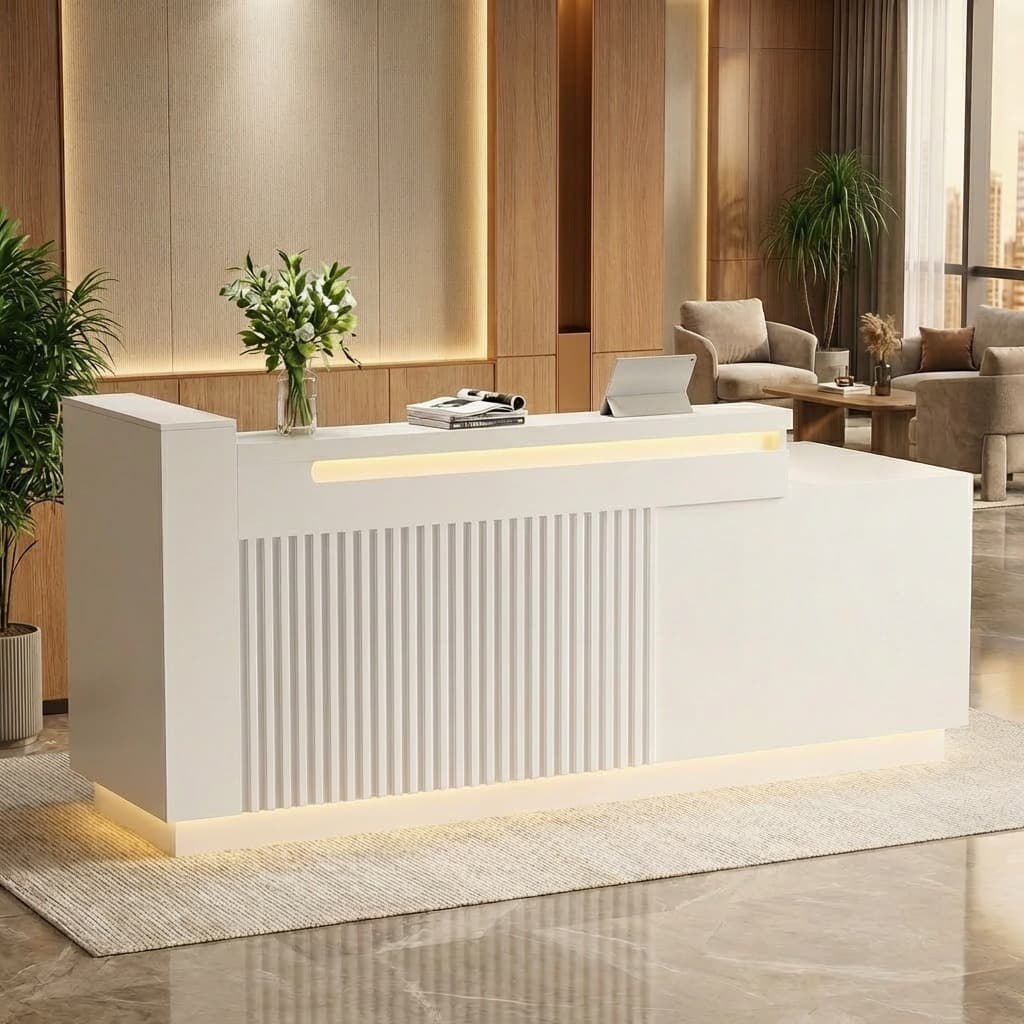 Modern Front Desk for Office with LED Lighting