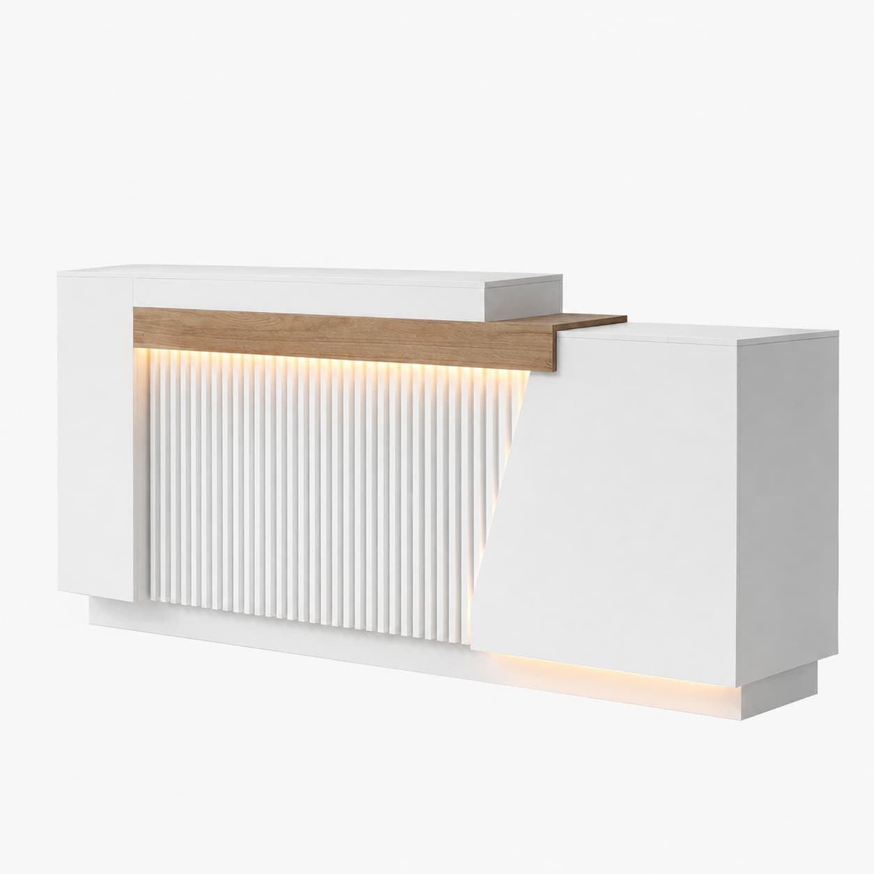 Modern Office Reception Desk with Storage & LED Lighting