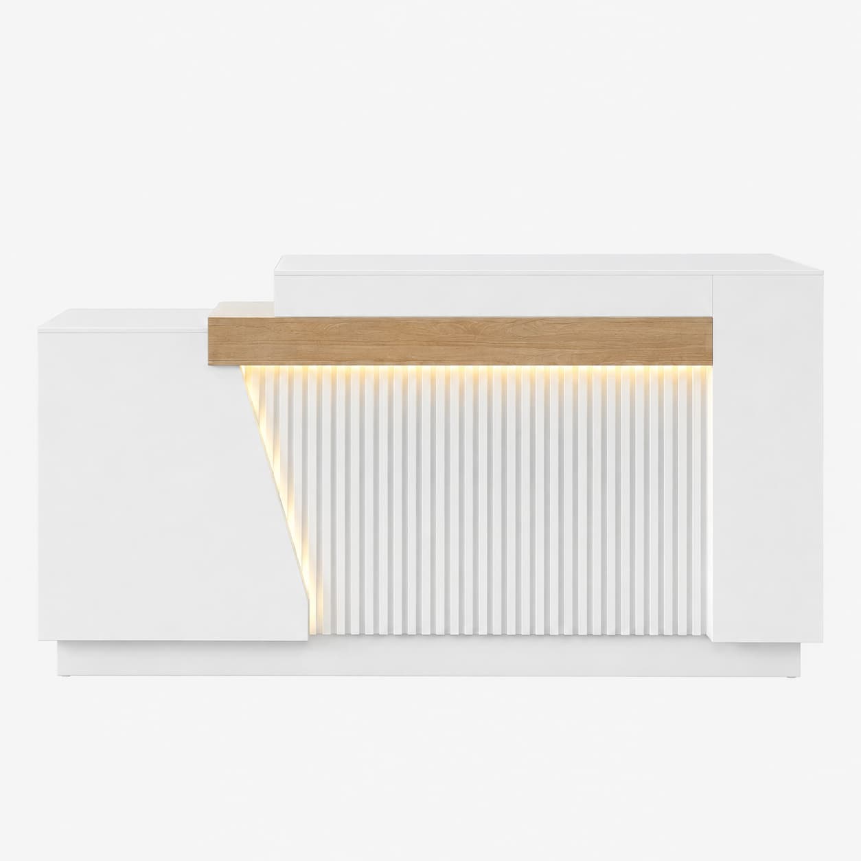Modern Office Reception Desk with Storage & LED Lighting