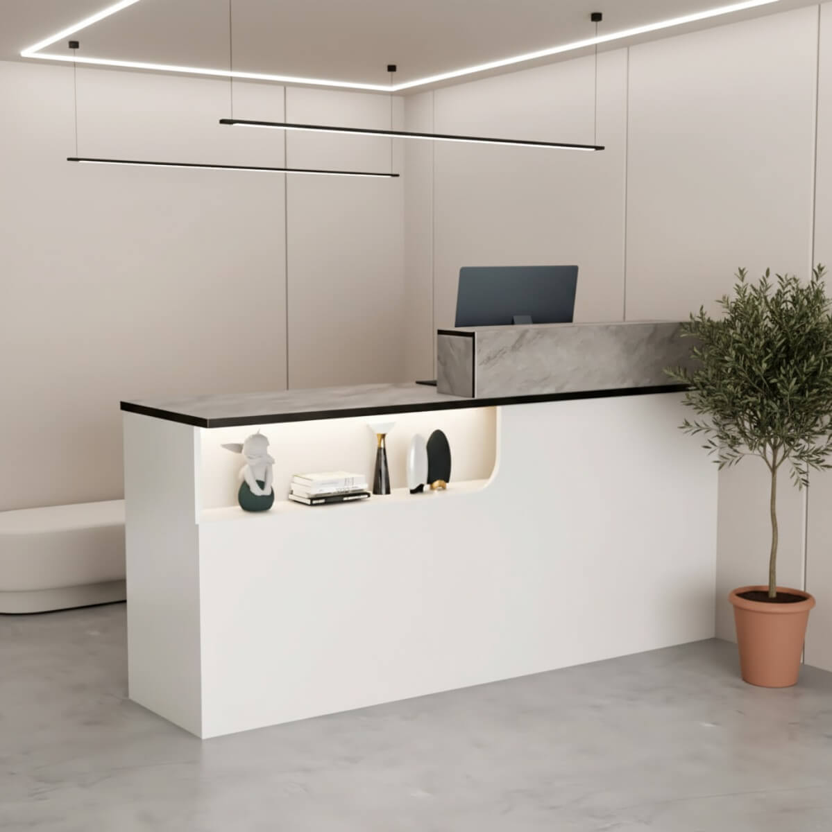 Modern Compact Reception Desk Space-Saving Welcome Counter for Beauty Salon ANZHAP-JDT-1030-mainimage s 4