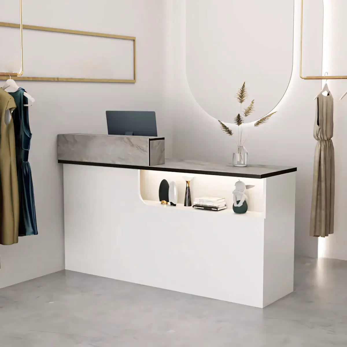 Modern Compact Reception Desk Space-Saving Welcome Counter for Beauty Salon ANZHAP-JDT-1030-mainpictures 6