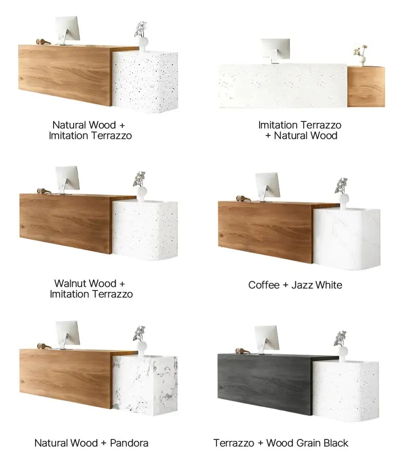 Modern Dual-Tone Reception Counter with Lockable Storage - Color Options