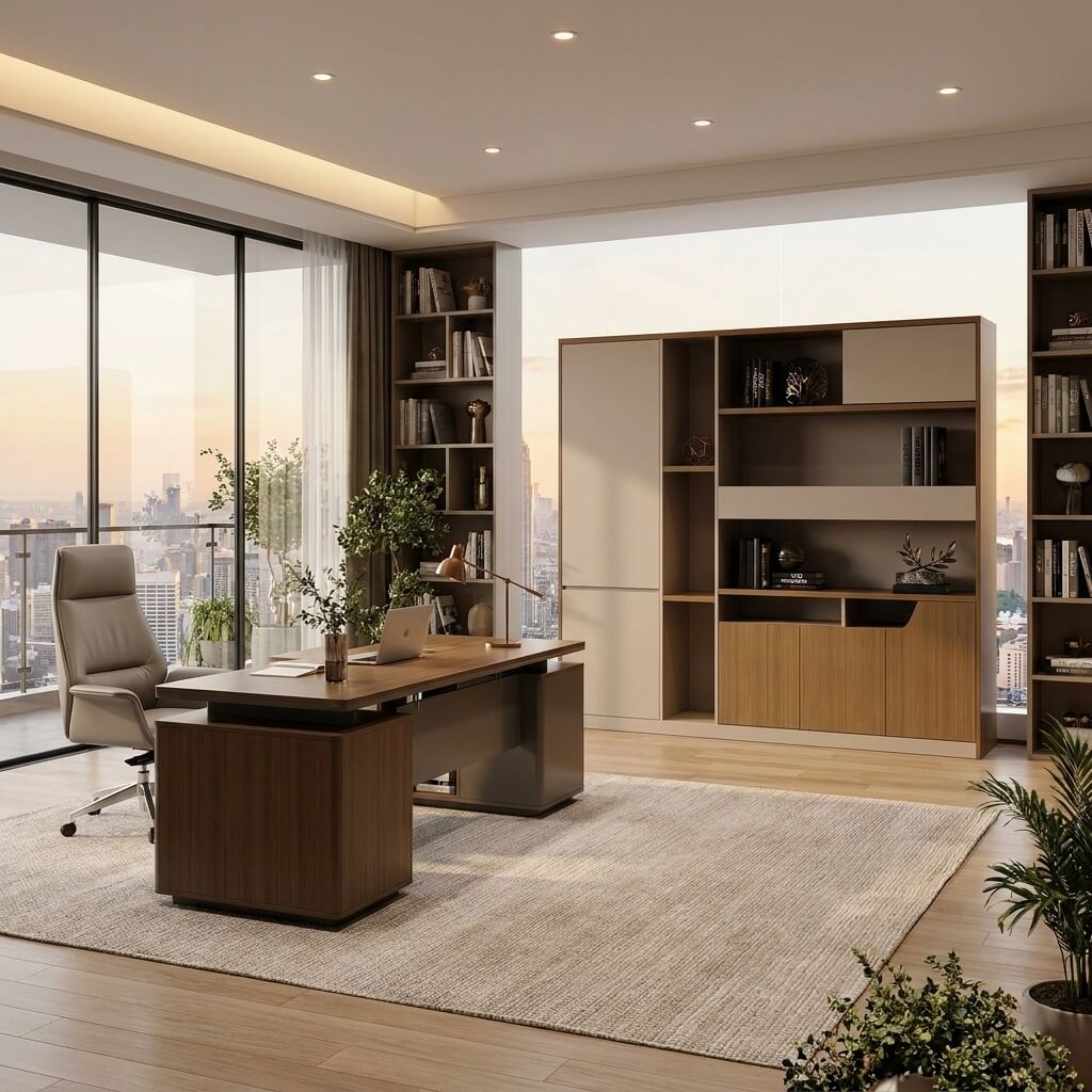 Modern LED Display Cabinet Office Bookshelf ANZHAP-WJG-2157-mianpictures 1 2