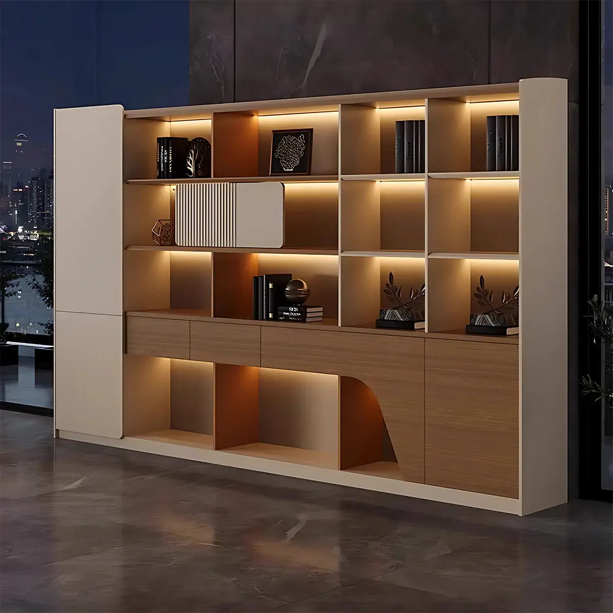 Modern LED Display Cabinet Office Bookshelf ANZHAP-WJG-2157-mianpictures 2