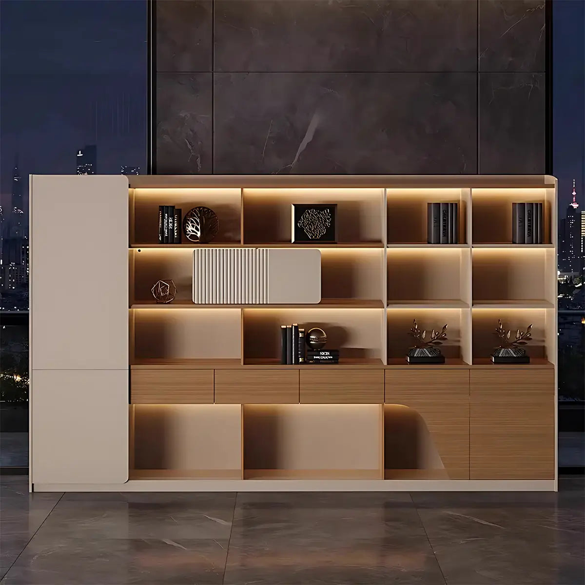 Modern LED Display Cabinet Office Bookshelf ANZHAP-WJG-2157-mianpictures 3