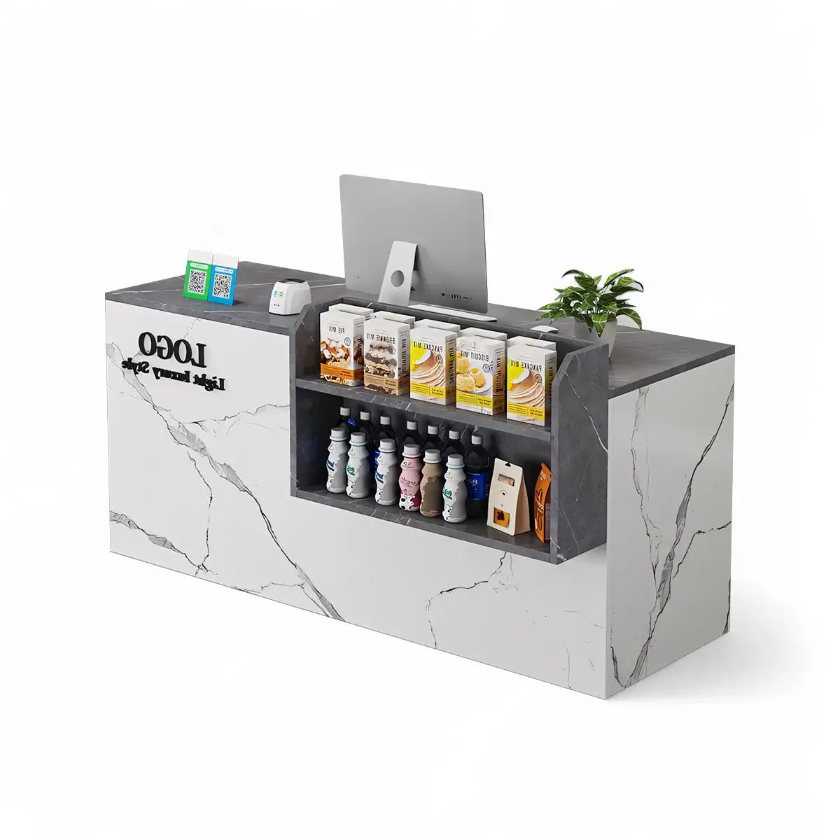 Modern Retail Checkout Counter with Display Shelf Affordable Sales Desk ANZHAP-JDT-2043-mainpictures 8