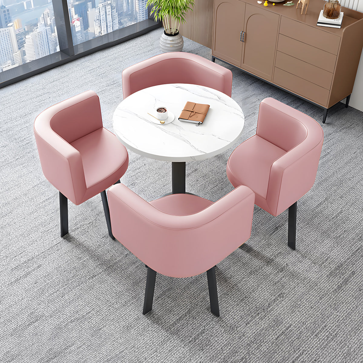 Modern Round Nesting Table and 4 Chairs Set for Office Cafes - ANZHAP JDZH-2022 Main picture 06
