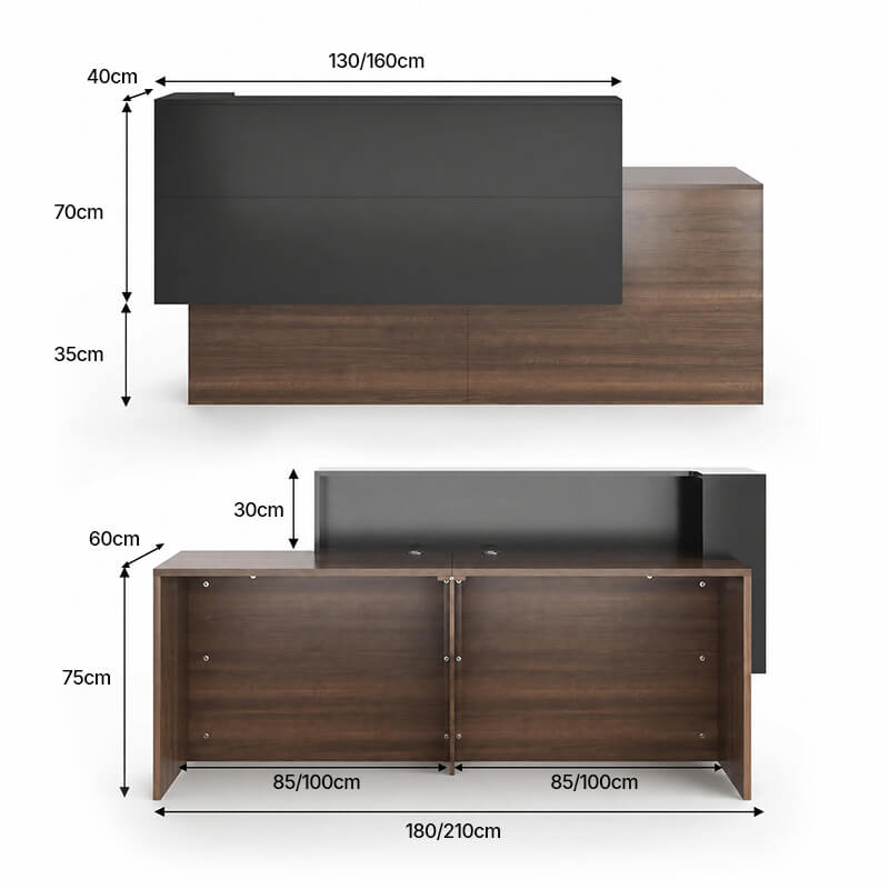 Modern Small Reception Desk for Professional Office Entrances - Dimensions
