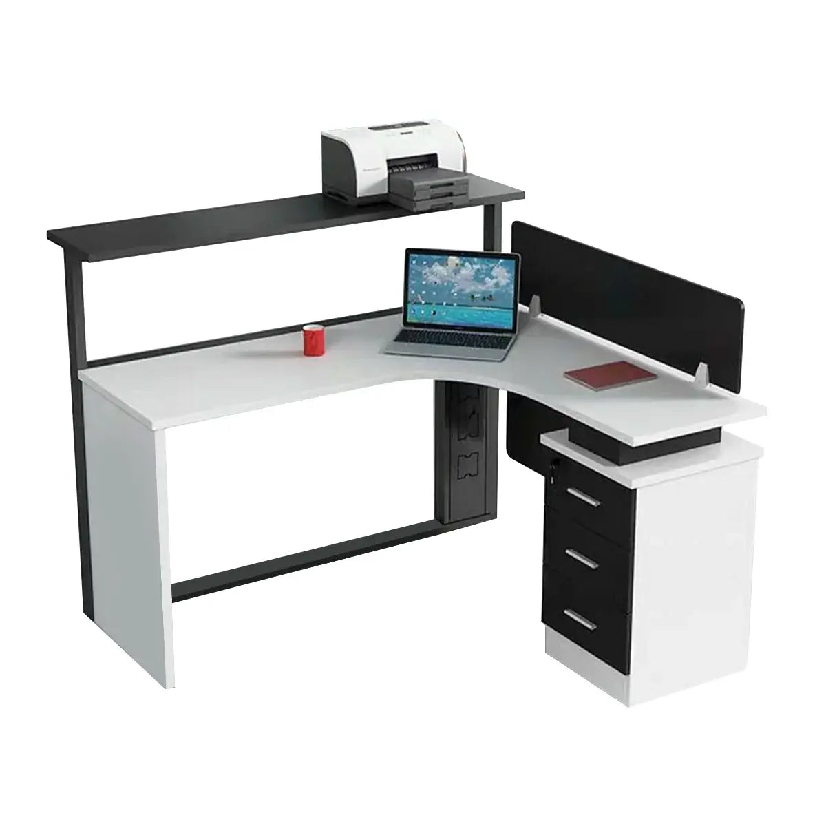 Scandi L-Shaped Desk - White Aesthetic Minimalist PC Desk ANZHAP-BGZ-2064-mainpictures 34