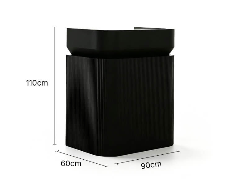Small Black Reception Desk for Beauty Salons and Retail - Dimensions