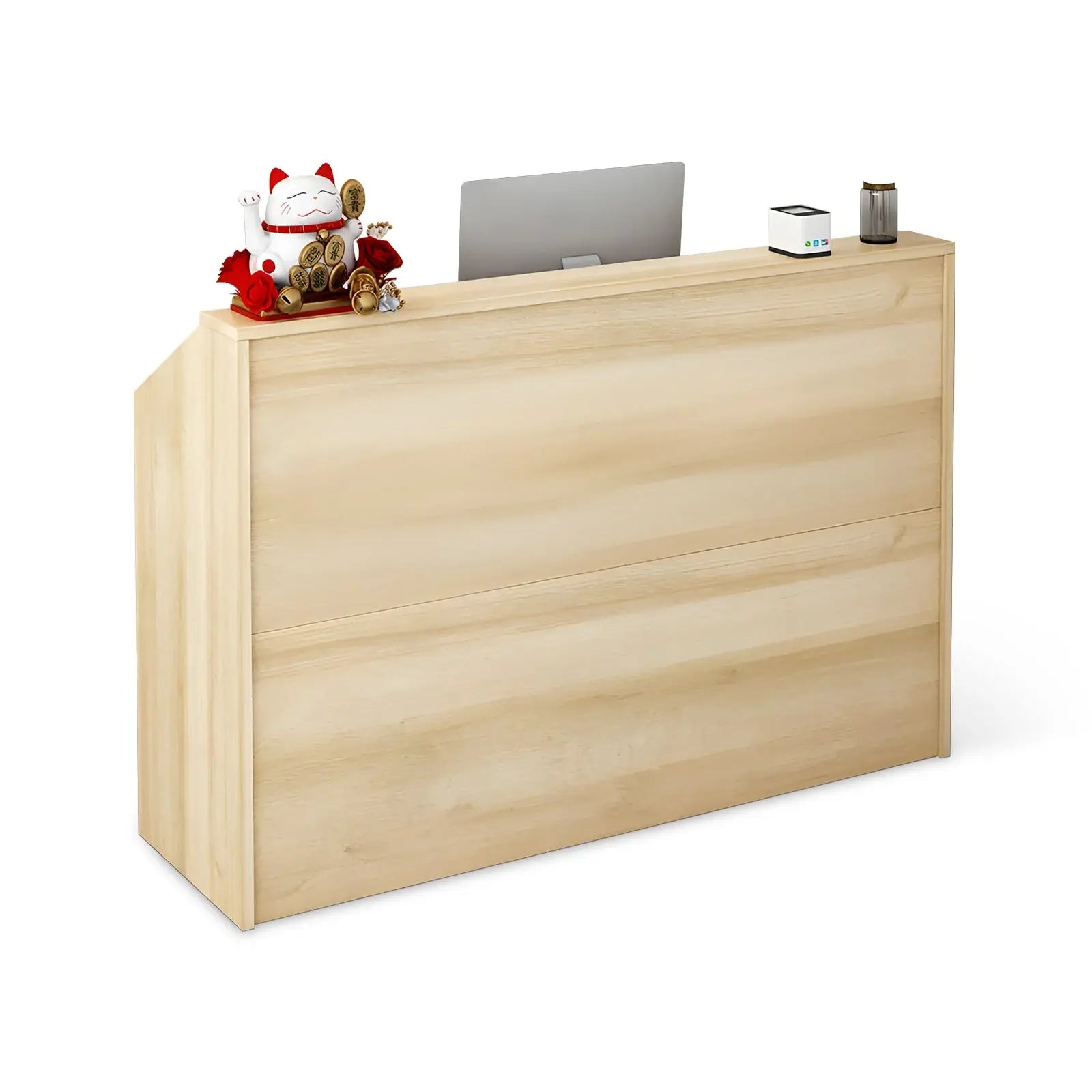 Small Wood Reception Desk Space-Saving Salon Welcome Desk|ANZHAP