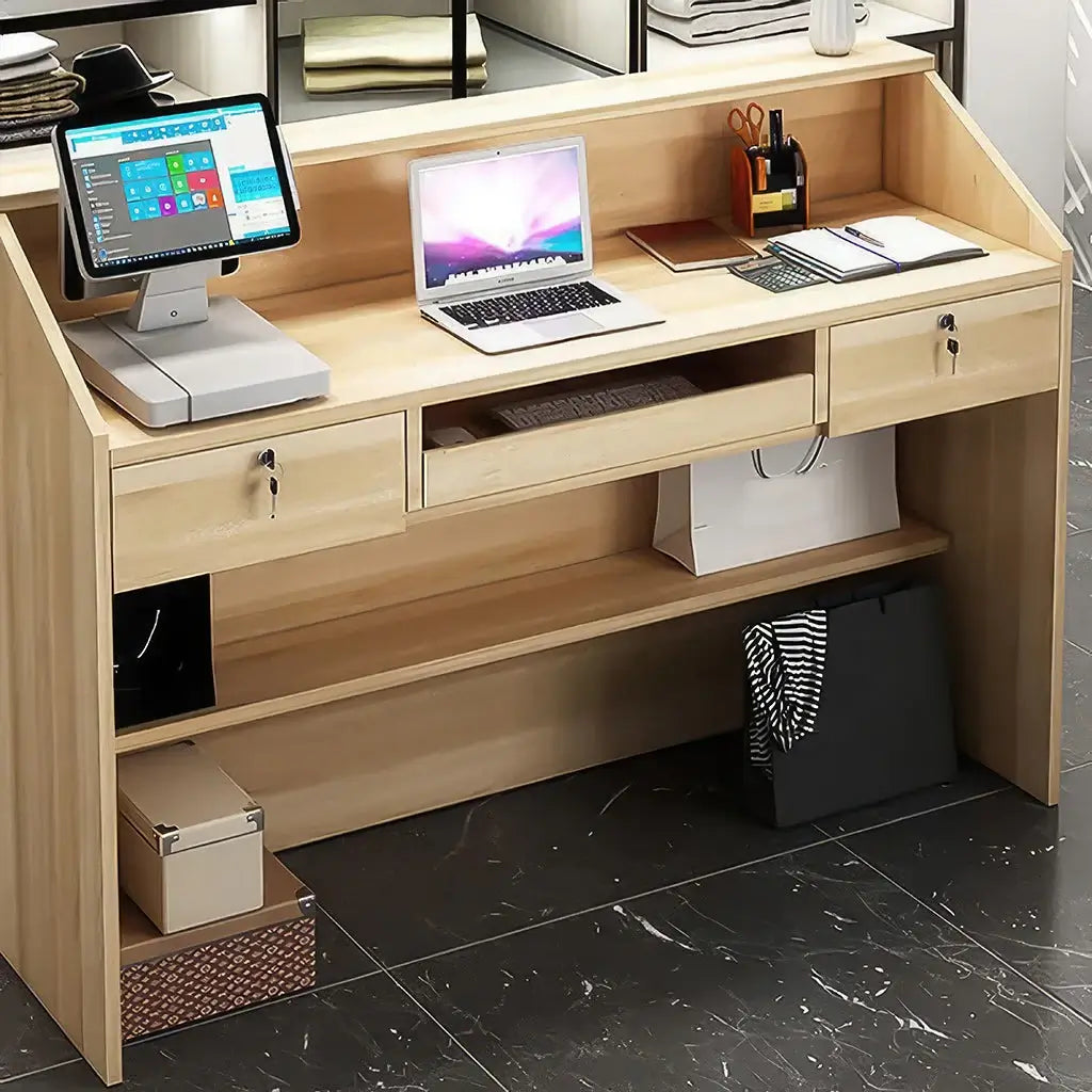 Small Wood Reception Desk Compact Space-Saving Salon Welcome Desk ANZHAP-JDT-1062-mainpictures 5