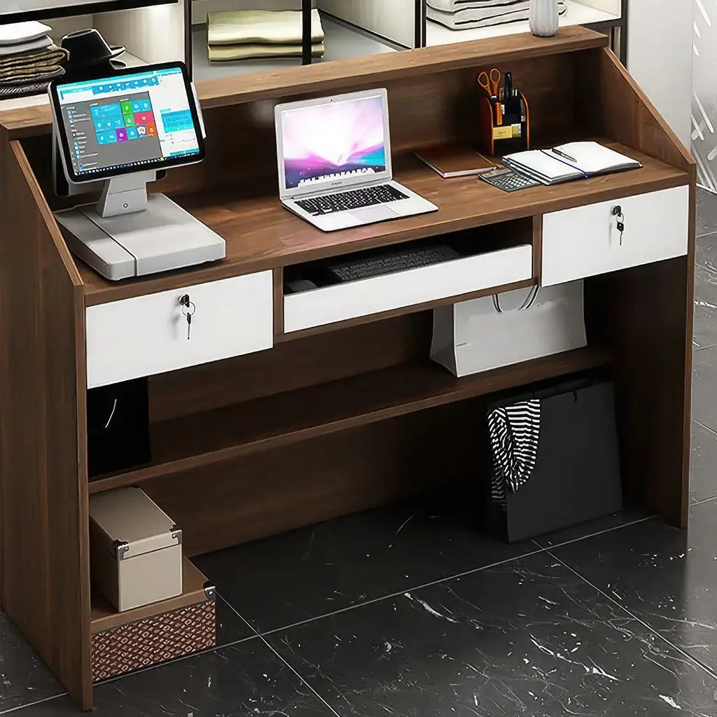 Small Wood Reception Desk Compact Space-Saving Salon Welcome Desk ANZHAP-JDT-1062-mainpictures 6