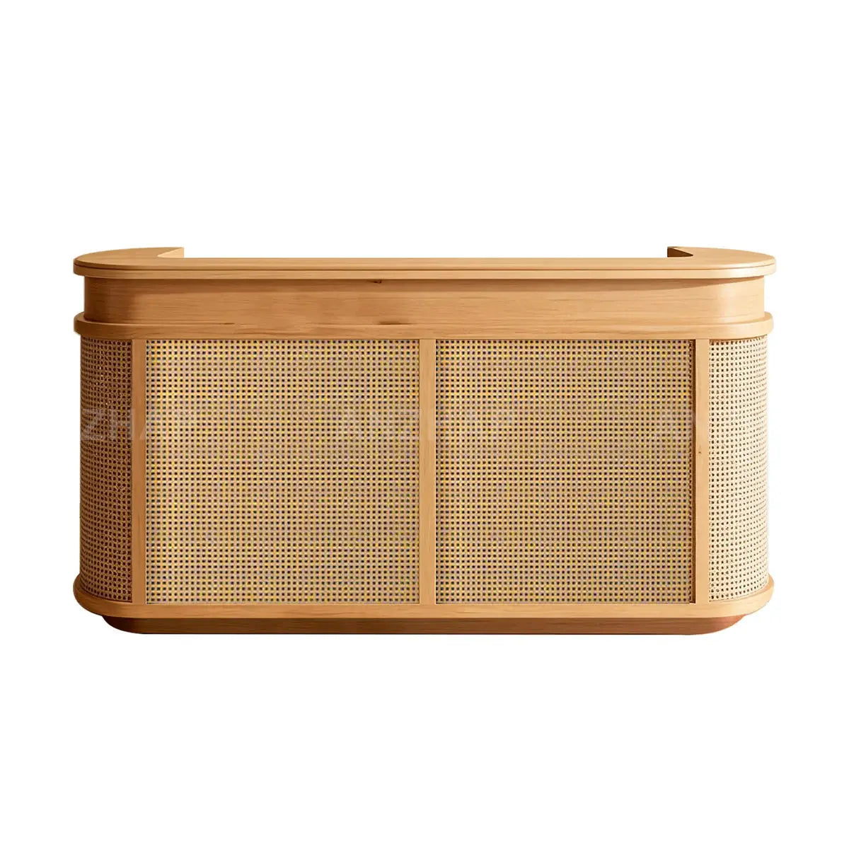 Vintage Curved Wood Reception Desk Round Welcoming Counter for Salon ANZHAP-JDT-144-mainpictures 4