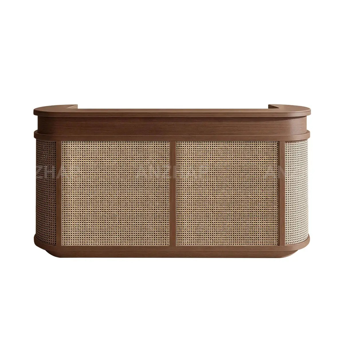 Vintage Curved Wood Reception Desk Round Welcoming Counter for Salon ANZHAP-JDT-144-mainpictures 5