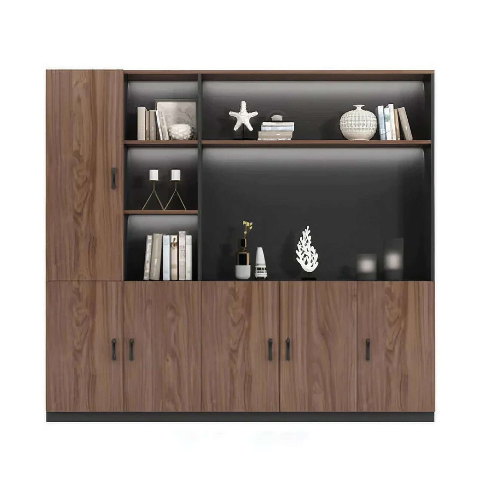 Walnut Executive Director Desk - L-Shaped Boss Desk and Cabinet Set - ANZHAP LBZ-004 Main picture 13